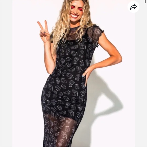 Dressed in LALA Black Zodiac Midi Sheer Dress NWT - Picture 8 of 8
